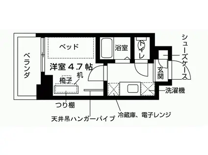 キャンパスヴィレッジ西宮門戸厄神(ワンルーム/4階)の間取り写真