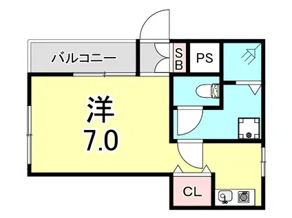 地下鉄西神・山手線 大倉山駅(兵庫) 徒歩16分 2階建 築29年(ワンルーム/1階)の間取り写真