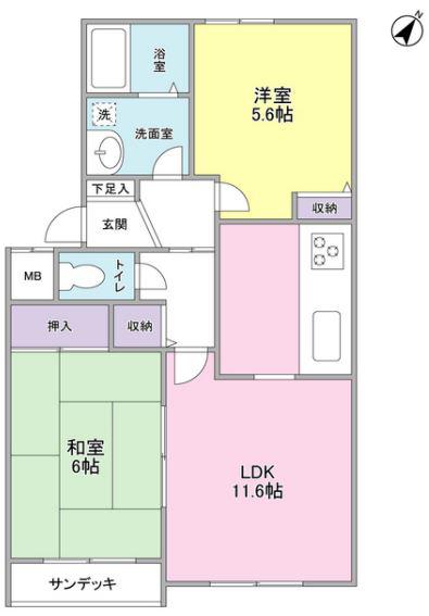 メイプルコート江田(2LDK/1階)の間取り写真