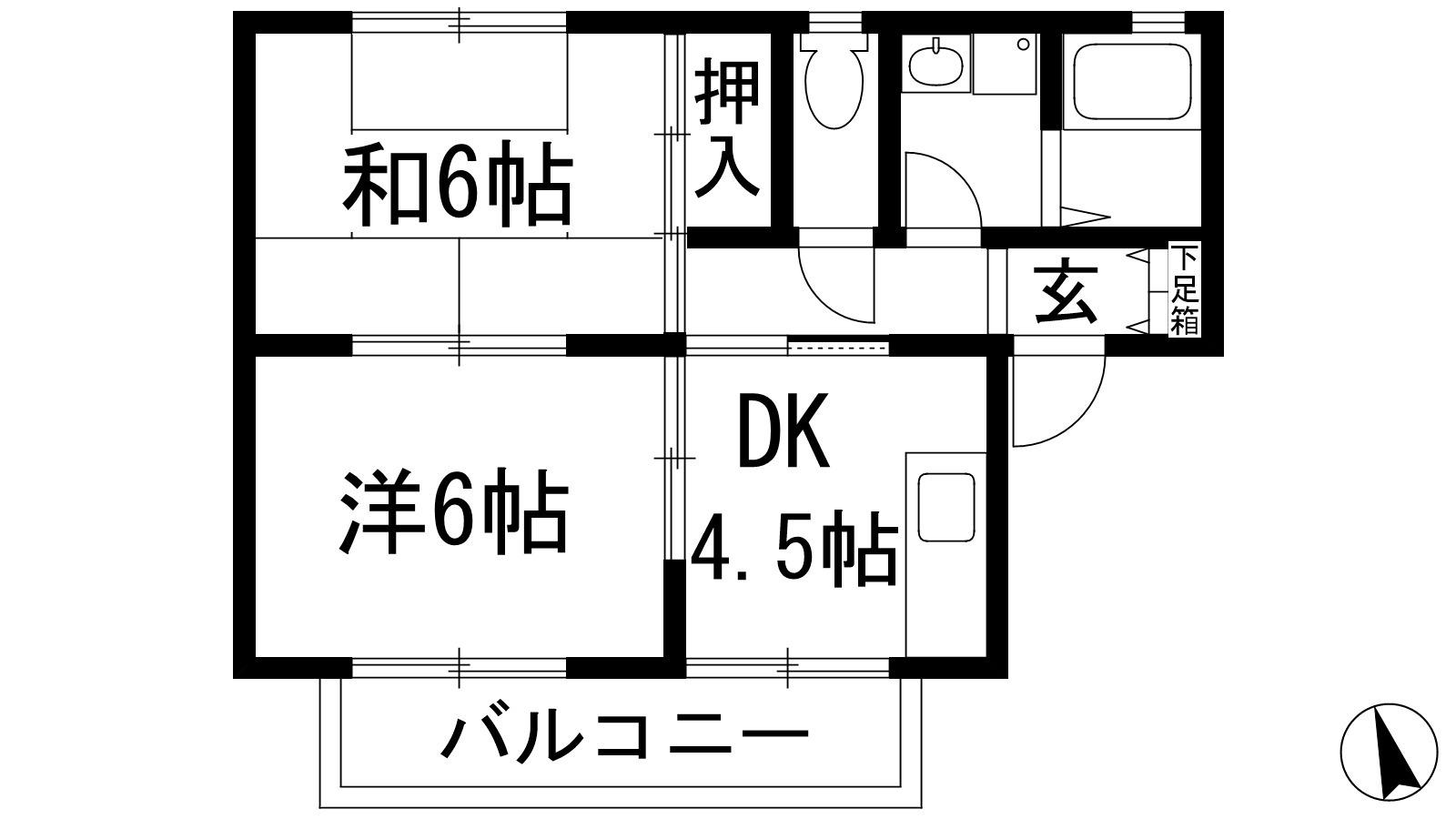 シャティハイム(2DK/2階)の間取り写真