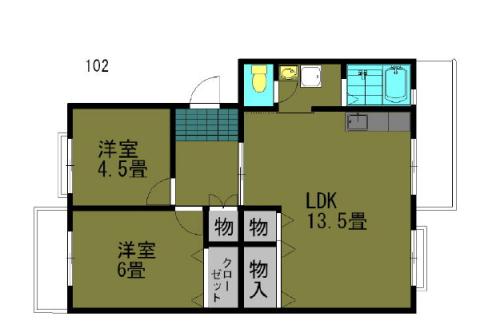 パストラル板倉B(2LDK/2階)の間取り写真