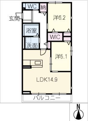 HEIM MAISON 庄内通駅東 B棟(2LDK/2階)の間取り写真