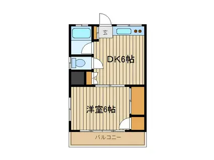 山本コーポ(1DK/2階)の間取り写真