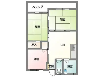 コーポ高月(3LDK/3階)の間取り写真