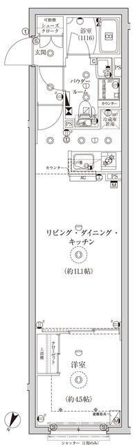 CREATIF池袋(1LDK/1階)の間取り写真