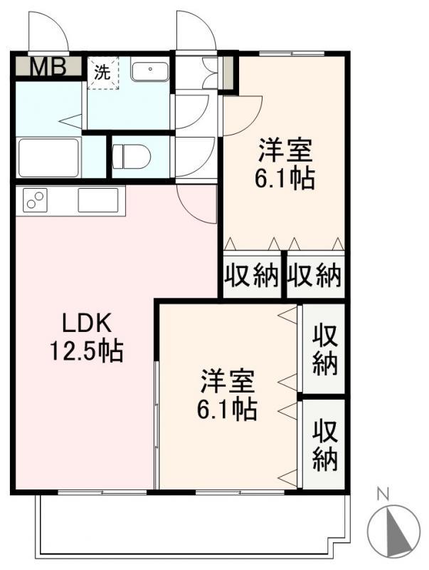 ブレイン鬼無(2LDK/1階)の間取り写真