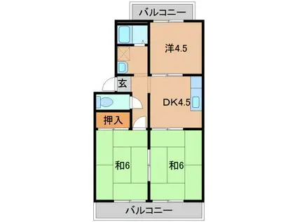 カーサりんかんI(3DK/2階)の間取り写真