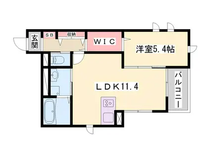 VILLA AL MARE加古川駅前(1LDK/1階)の間取り写真