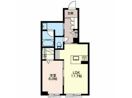 IRENE(1LDK/1階)の間取り写真