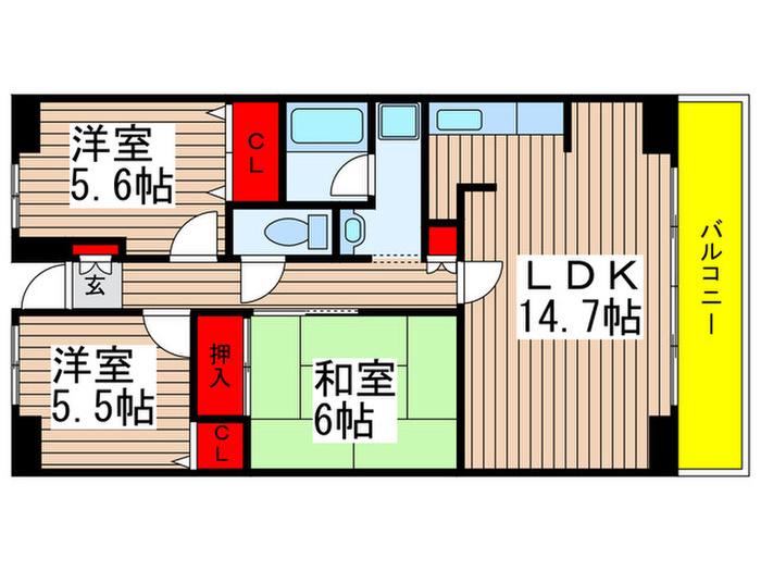 ルーチェ緑が丘(3LDK/1階)の間取り写真