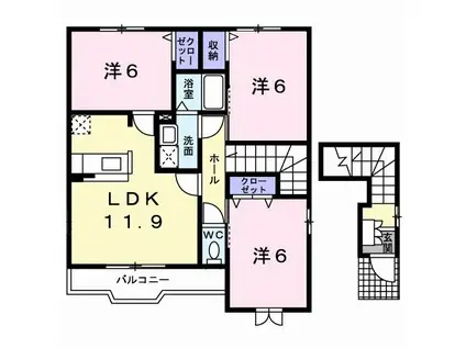 ベル・ソレイユ A(3LDK/2階)の間取り写真