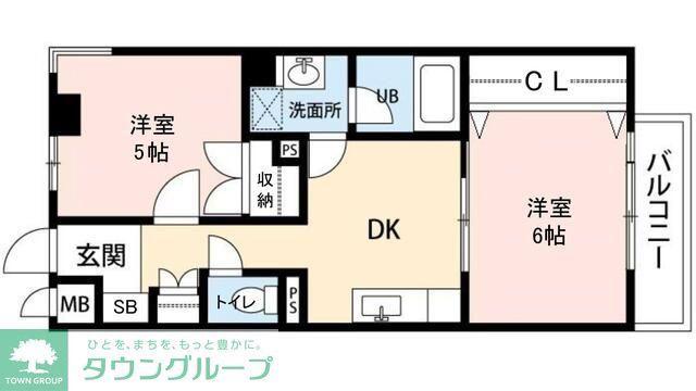 ロワイヤル東井堀12(2DK/2階)の間取り写真