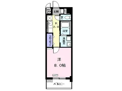 パークサイドグリーン(1K/4階)の間取り写真