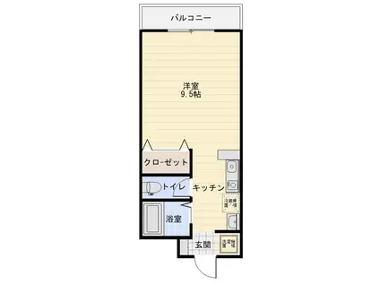 JR山陰本線 東山公園駅(鳥取) 徒歩17分 4階建 築28年(1K/2階)の間取り写真
