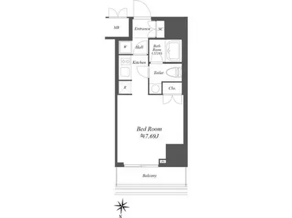 アイフラット文京本駒込(ワンルーム/11階)の間取り写真