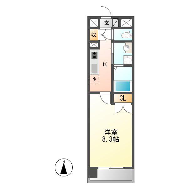 ララステージ熱田(1K/9階)の間取り写真