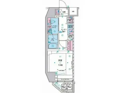 ジェノビア麻布十番グリーンヴェール(1K/3階)の間取り写真