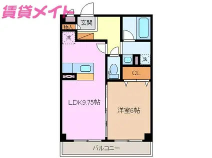 マンションマルカ サウス(1LDK/3階)の間取り写真