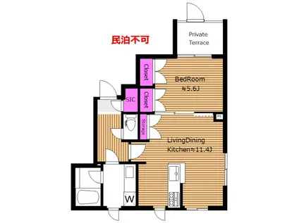 10号商店街至近定期2年 ファレール笹塚 A(1LDK/1階)の間取り写真