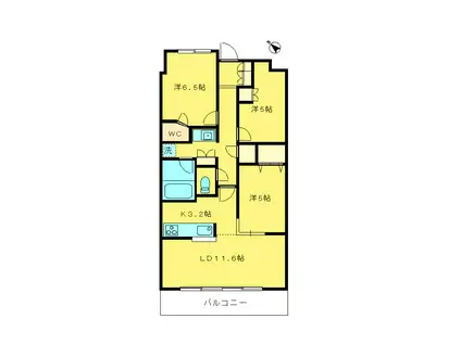 プラウドシティ仙川(3LDK/6階)の間取り写真