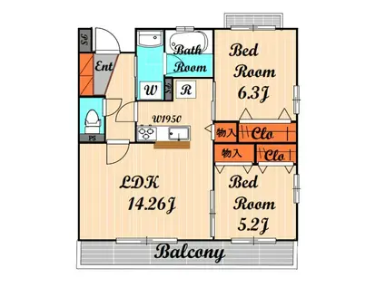 プエルタスールトキオ(2LDK/1階)の間取り写真