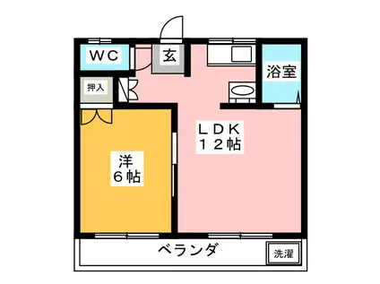 山王ハウス(1LDK/2階)の間取り写真