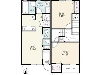 プレミアムアイランド乙柳III(2LDK/1階)の間取り写真