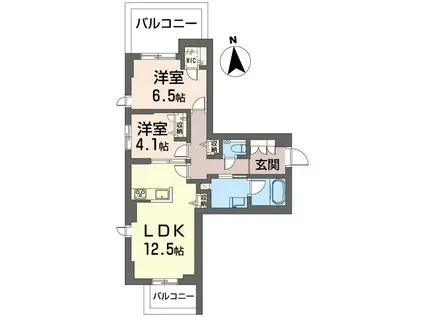 目黒ガーディアンヒルズ(2LDK/2階)の間取り写真