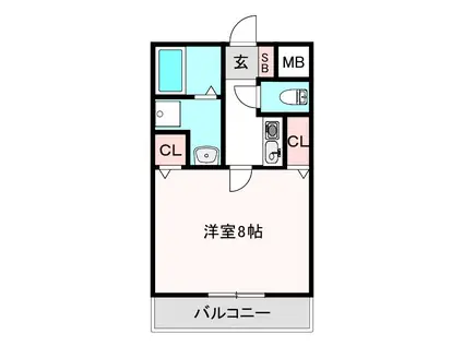 フロラシオン(1K/2階)の間取り写真