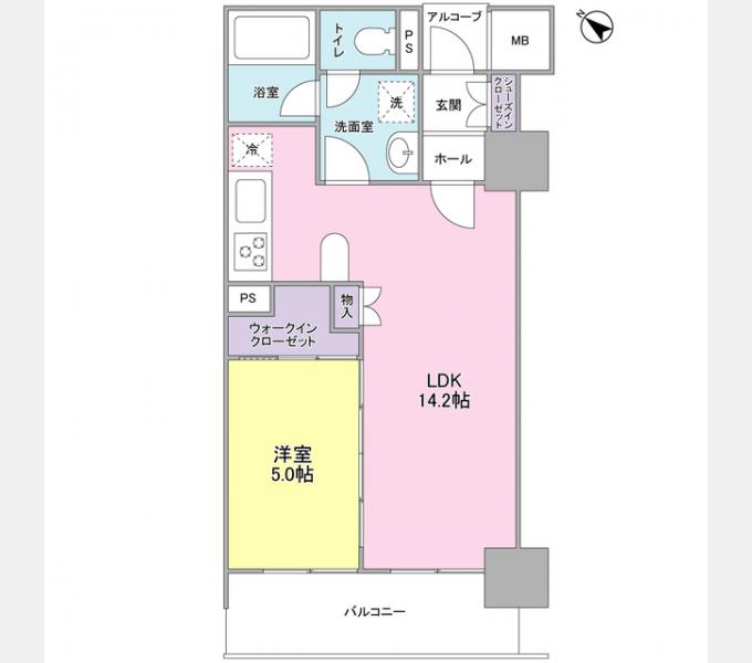 LASANTE五反田(1LDK/5階)の間取り写真