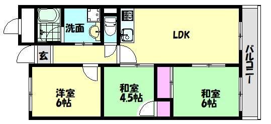 ガーデンハイツ飯坂II(3LDK/2階)の間取り写真