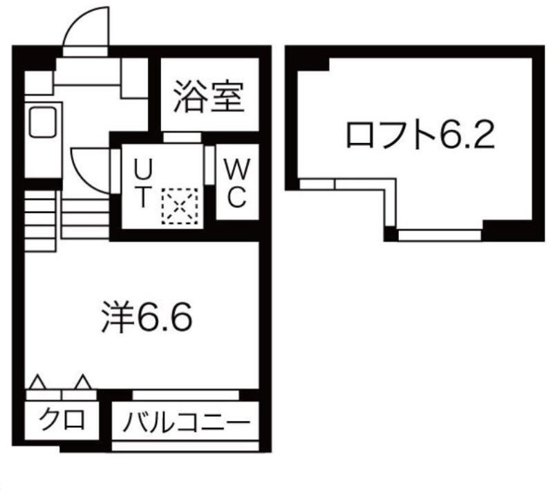 ハーモニーテラス岩切V(1K/2階)の間取り写真
