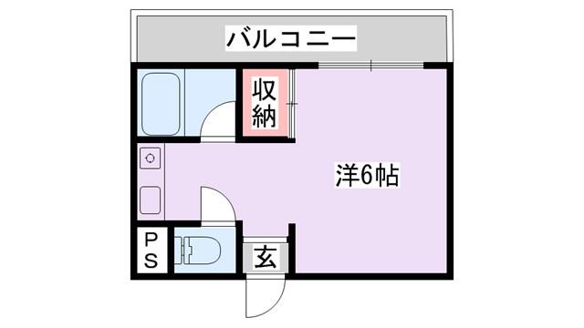 フェアリー枚方(ワンルーム/2階)の間取り写真