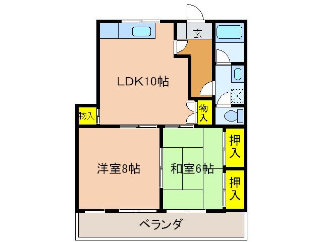 プリヴェール中山(2LDK/3階)の間取り写真