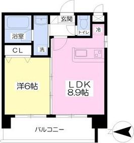 赤いマンション北大前(1LDK/2階)の間取り写真