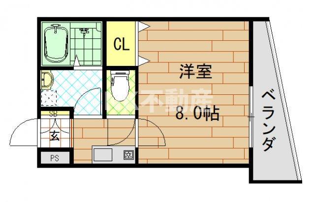アベニューリップル小阪(1K/1階)の間取り写真
