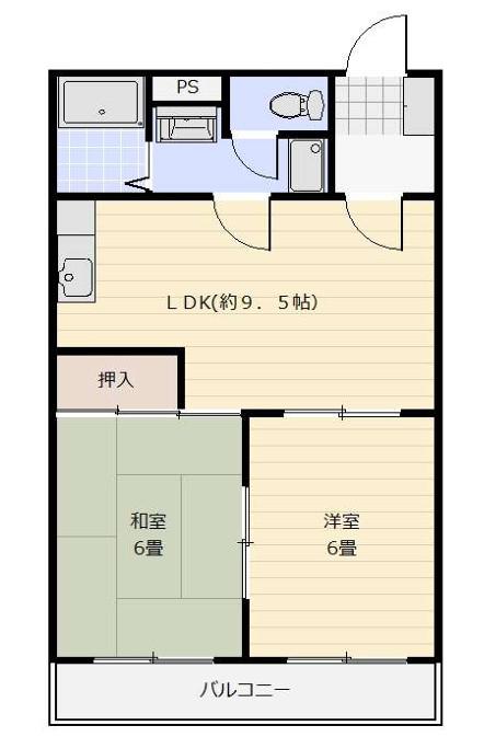 細井ハイツ(2LDK/2階)の間取り写真