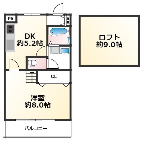 フルール稲葉(1DK/1階)の間取り写真
