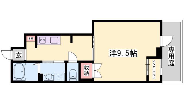 アベニールのざと(1K/1階)の間取り写真