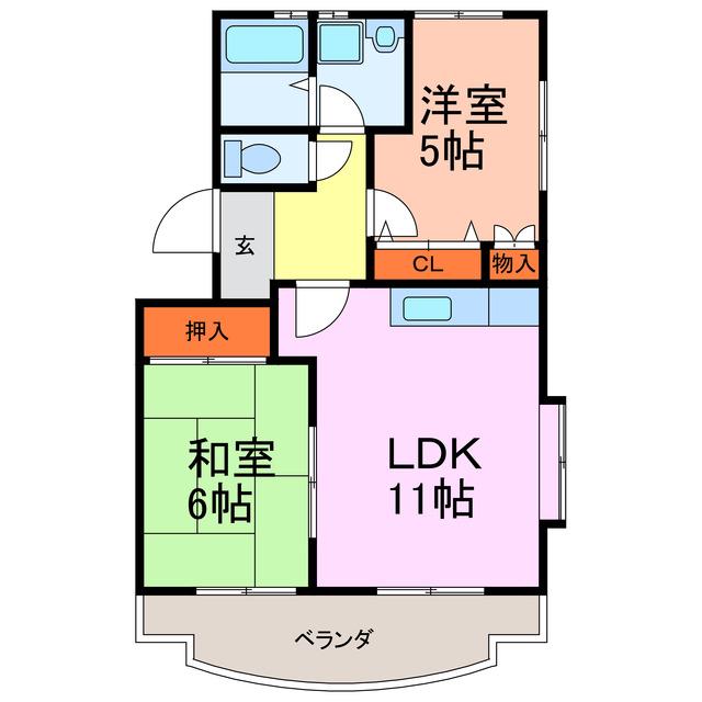 ピュアセレッソA(2LDK/1階)の間取り写真