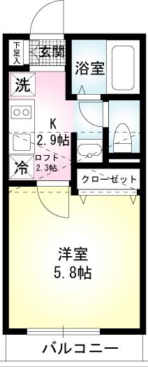 キングリーコート菊名(1K/2階)の間取り写真