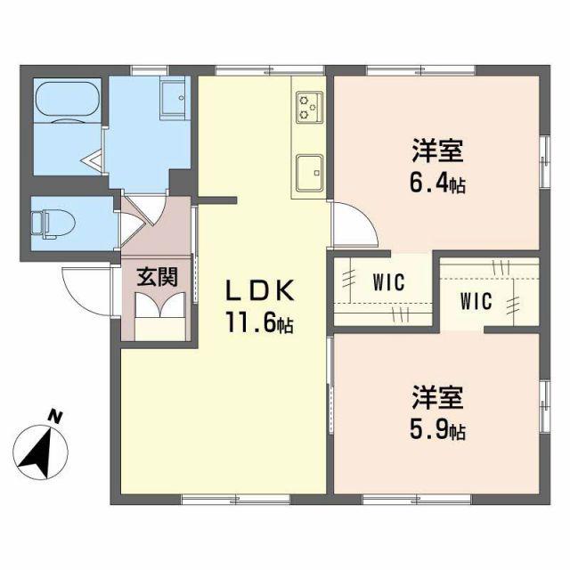 フレグランスランドA A(2LDK/1階)の間取り写真