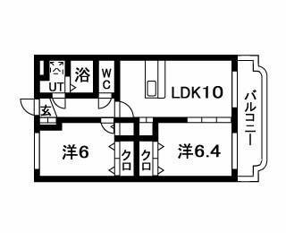 ユーミーキャッスル(2LDK/3階)の間取り写真