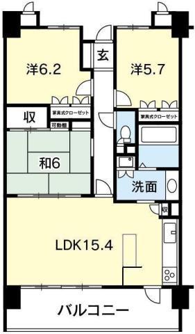 サーパス城ノ内(3LDK/13階)の間取り写真