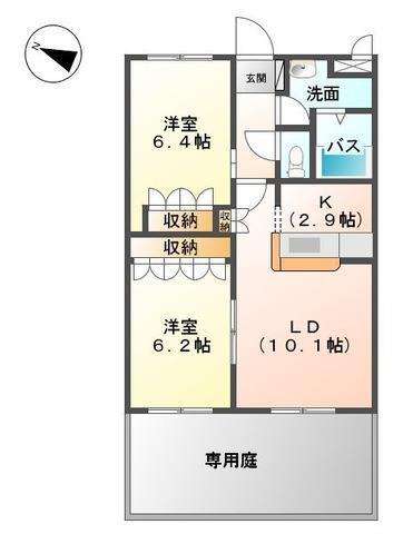 ロイヤルガーデン(2LDK/1階)の間取り写真