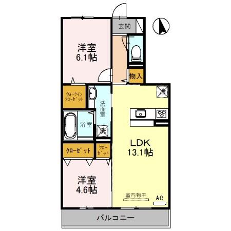 ルエスト・ラメールII(2LDK/3階)の間取り写真