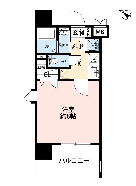 サヴォイブロンズガーデニア(1K/4階)の間取り写真