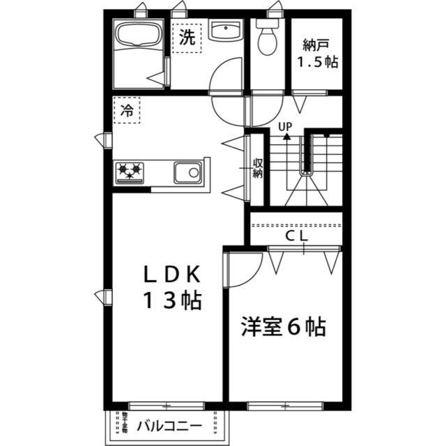 モン・サン・ミシェルB(1SLDK/2階)の間取り写真