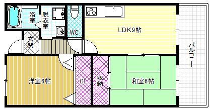 ラヴィアンヌ・コート(2LDK/2階)の間取り写真