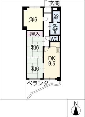 サンロック(3DK/4階)の間取り写真